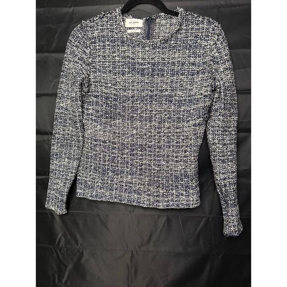 St. John Collection Luxury Women's Knit Tweed Sweater Blue/White Size Medium - Picture 1 of 4